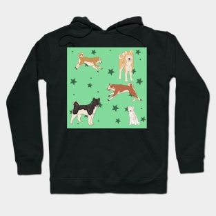 Mint Akitas and Stars Hoodie